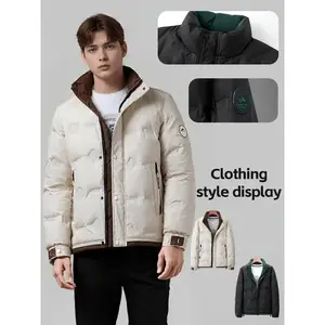Bmuvlss Men'S White Duck Down Jacket - Lightweight Thickened Windproof Winter Coat with Stand Collar, Insulated Warm Overcoat for Cold Weather, Casual & Formal Wear, 2025 Model (Black/Green/White) - Durable Non-Stretch Fabric, Easy Care, Versatile Outerwe