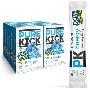 Energy Singles To Go Drink Mix, Jolly Rancher Blue Raspberry, Includes 12 Boxes with 6 Packets in each Box, 72 Total Packets