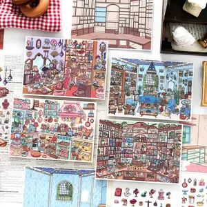 4 Bags Scene Sticker Pack, Small Corner Series Thirteenth Edition, Bakery Workbench Makeup Vanity Theme Stickers, Perfect for Holiday Birthday Gifts