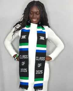 Class of 2025 Graduation stole, Woven Kente Stole, CLASS OF 2025 Black Graduation Stole, sierra leone sash, freetown sash