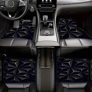 4 Piece Diamond Pattern Car Floor Mats, Durable Polyester Material, Easy Clean, All-Weather Protection, Fits All Vehicle Seats, Car Interior Accessory