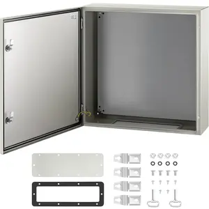 【DealsForYouDays】VEVOR NEMA 4X Metal Electric Enclosure, 24x24x8 inch 0.059'' Carbon Steel 1.5 mm Cold-Rolled Steel Case, IP66 Water-Dust Resistant, 47.18 lbs Lockable with Mounting Plate, Suitable for Construction Sites Indoor-Outdoor Use