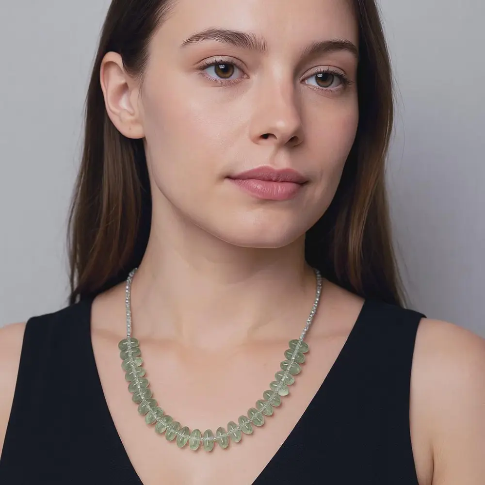 Green Amethyst Prasiolite Necklace · 925 Sterling Silver · Faceted Gemstone · Gift for Her