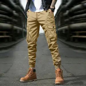Fashionable casual jogger pants for men; casual cargo pants with a drawstring waist and multiple pockets; non-stretch fabric; suitable for everyday wear and formal outfits—durable casual pants ideal for hiking, travel, and office wear; durable pants, trav