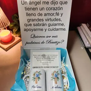 Personalized baptism godparents proposal with a set of mugs 11oz