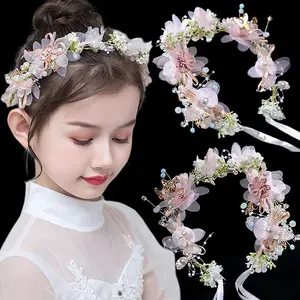 Girl's flower ribbon hair accessory flower garland headband