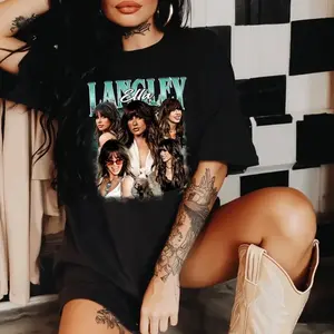 EllaLLangleyY 90s Retro Bootleg Graphic T-Shirt, Country Music Vintage Tour Style Tee, Youth Adult Western Fan Shirt, Soft Comfortable Casual Wear, 100% Cotton, Casual Streetwear Style, Soft Cotton Unisex Tee
