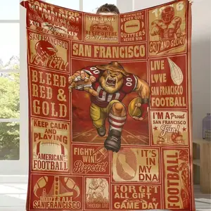 San Francisco Football Flannel Blanket,Team Spirit Themed Print,Ultra Soft Lightweight Cozy Warm,Perfect for Game Day Tailgate Party,Living Room Decor College Dorm Room,Sports Fan Gift for Him Her Travel