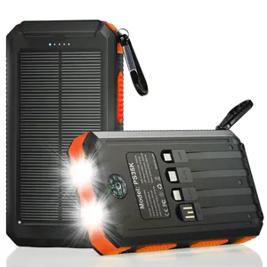 Solar Charger Power Bank 20000mAh, Portable Charger, 4 Cables 3 Ports Fast Charging External Battery Pack with USB C for Cell Phones, Solar Panel Charger with Dual Flashlight for Camping power bank power bank charger battery power bank Summervibe
