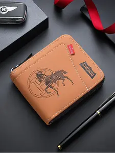 New Vintage Embossed Men's Wallet, PU Leather Zipper Wallet, Ultra-Thin Card Holder, Large Capacity, Fashion Business Wallet, Perfect Gift