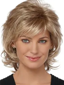Fashion Women Short Curly Wig, Fluffy Layered Wave Synthetic Hair, Comfortable Easy Care, Perfect for Daily Wear and Parties, New Year's Eve carnival dress up a wig