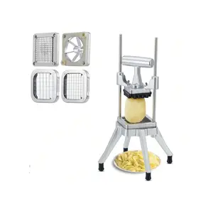 Commercial Chopper For Vegetable & Fruit, Manual Dicer Slicer French Fry Cutter With 4 Replacement Blades