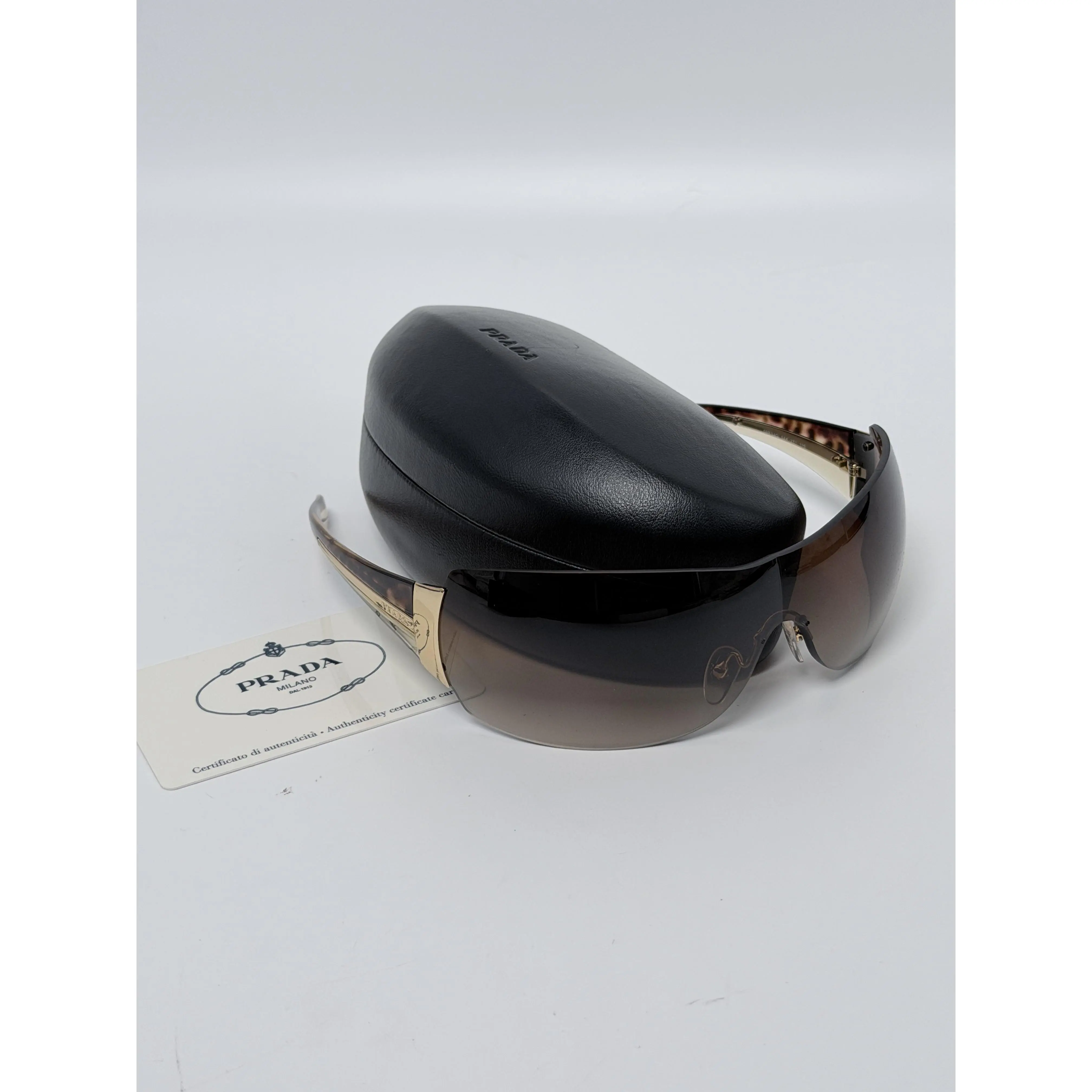 Prada SPR 54G Rimless Shield Wrap Sunglasses PR001S
