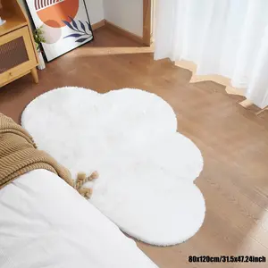 Creative Cloud Carpet Rug, Faux Rabbit Fur Plush Decorative Mat, Living Room Coffee Table Sofa Cushion, Long Wool Blanket for Bedroom Chair, Warmth, Fluffy Bedroom Rug, Soft Fluffy Rugs