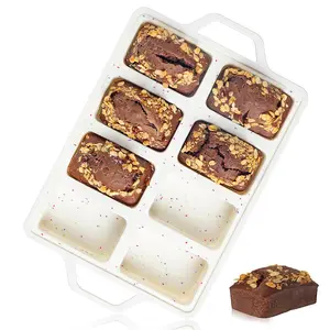 Mini Loaf Pan, Metal Reinforced Silicone Mini Bread Loaf Pan Nonstick Cornbread Pan 8 Cavities Small Loaf Pans for Baking Bread, Loaf, Meatloaf, Brownie, Butter