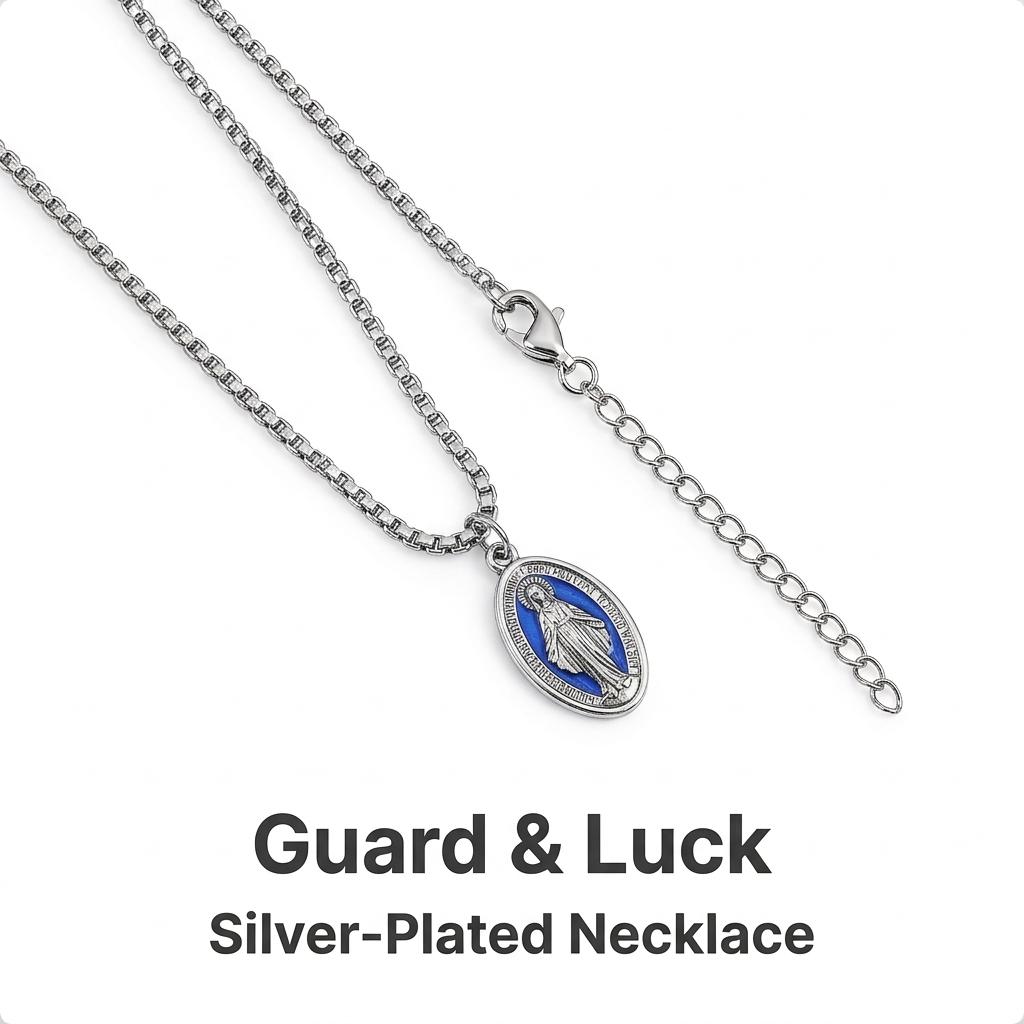 Virgin Mary Necklace Blue Enamel Craft Pendant Necklace Virgin Mary Necklace Blue Enamel Craft Pendant Necklace