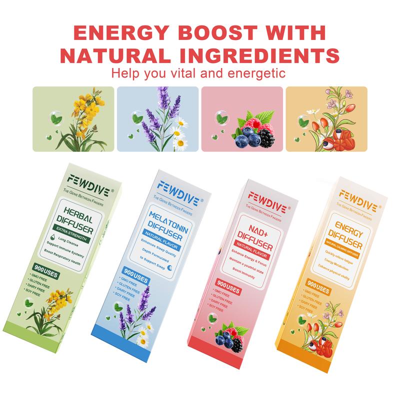 FEWDIVE Flavor  Freshness：Herbal Lavender (Vitamin B12) Herbal Mint (Vitamin B12) Mixed Berry NAD+Chamomile Orange