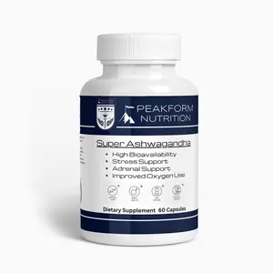 Peakform Nutrition - Super Ashwaganda - Stress Support, Adrenal Health, & Improved Oxygen Utilization- Herbal Supplement - 30 Servings