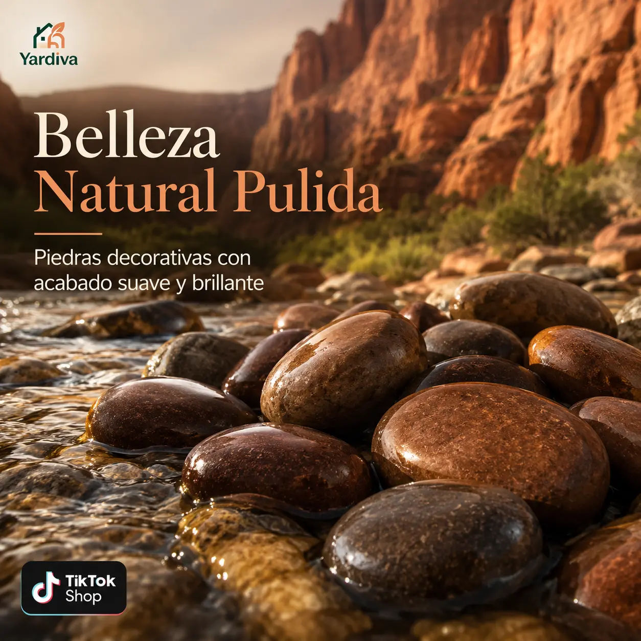Yardiva Natural Polished Brown River Rocks, Mixed Size Decorative Pebbles Up to 2 in / 5 cm, Smooth Stones for Planters, Garden Paths, Fire Pits, Fountains, Zen Decor, Landscaping & Indoor Outdoor Home Decor