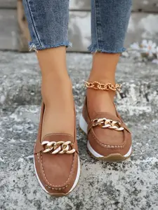 2026 NEW  LQUN2026 NEW  LQUNWomen's Fashionable Chain Decorated Slip on Loafers, Casual Comfortable Flat Shoes for Daily Wear, Lightweight Breathable Shoes for All Seasons, GirlGift(GIFT)(GIFT)