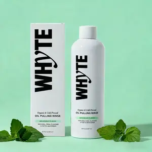 WHYTE Spearmint Oil Pulling Rinse - Organic Cold-Pressed, Natural Oral Cleanse & Teeth Whitening Mouthwash, 8 fl oz