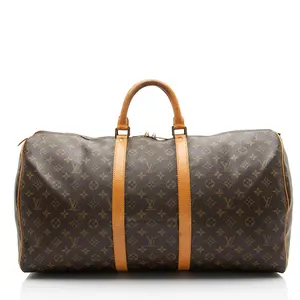 Pre-owned Louis Vuitton Leather Luggage Vintage Monogram Canvas Keepall 55 Duffle