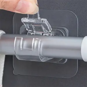 2/4/8Pcs Self Adhesive Curtain Rod Hooks Punch-Free Window Curtain Clips Wall Hanging Holder Damage-Free Home Organization No Drill Renter Friendly Household Fixed Clamp