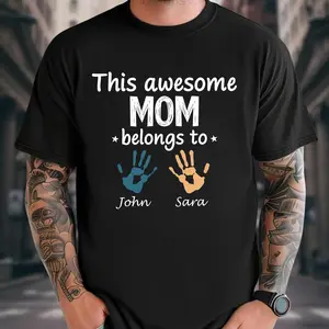 Personalized Mom Shirt With Kids Names, This Awesome Mom Belongs To Custom Names Tee, Mother Gift Tee, Custom Family T-Shirt, Mama Tee