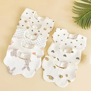 3/5 Pack Soft Petal Shape Baby Drool Bibs, High Absorbent Newborn Saliva Towel Bibs, Breathable Unisex Bibs for Infant Boys Girls Daily Use