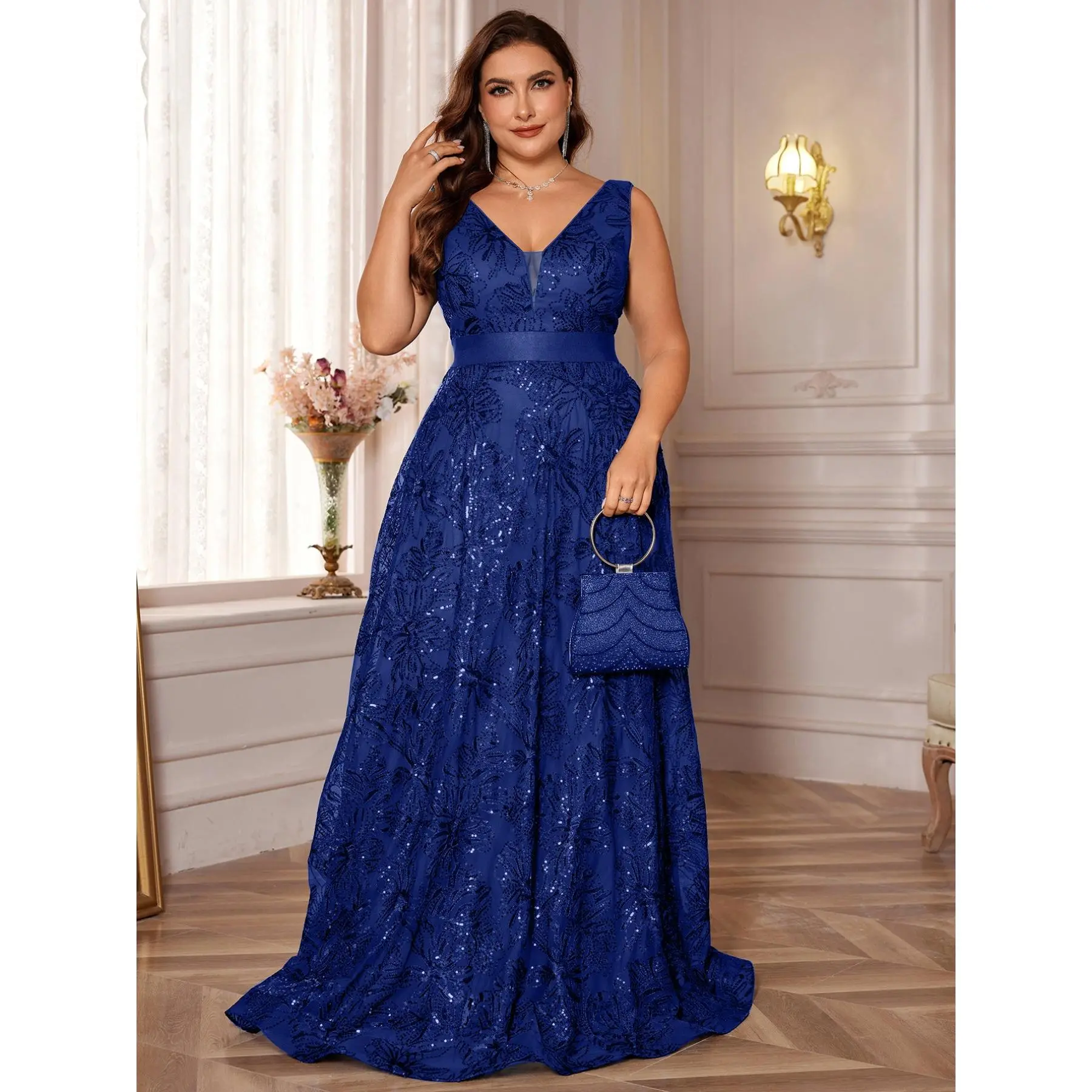 Elegant Plus Size Women'S Sequin Embroidered V-Neck Dress with Contrast Mesh Detailing - A-Line Formal Gown for Weddings, Parties, and Galas, Plus Size Dresses Womenswear Workwear Basic Burgundy - TikTok Shop Elegant Plus Size Women'S Sequin Embroidered V-Neck Dress with Contrast Mesh Detailing - A-Line Formal Gown for Weddings, Parties, and Galas, Plus Size Dresses Womenswear Workwear Basic Burgundy - TikTok Shop