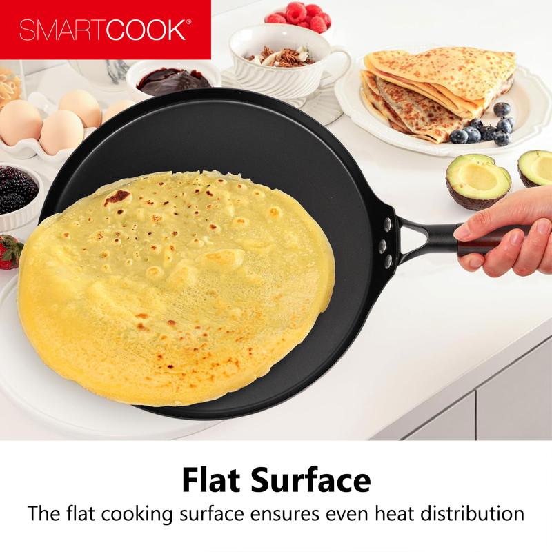SmartCook 10", 13" Nonstick Carbon Steel Skillets and Utensils set , Durable, Foodi, Perfect for Stove-Tops, Non-Toxic Cookware Set, Griddle with Handle, Omelet Pan, Comal for Tortillas, Crepe Pan pots and Metal Silicone Induction Wood