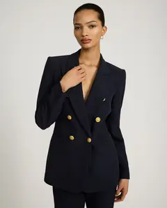 Express Studio Stretch Twill Double Breasted Novelty Button Blazer