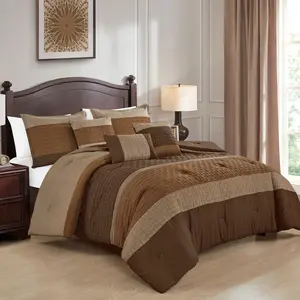 6-Piece Comforter Set Queen/King, Brown Luxury Bedding Set with Decorative Pillows, Soft Microfiber Bed in a Bag, Modern Elegant Hotel Style Comforter Set