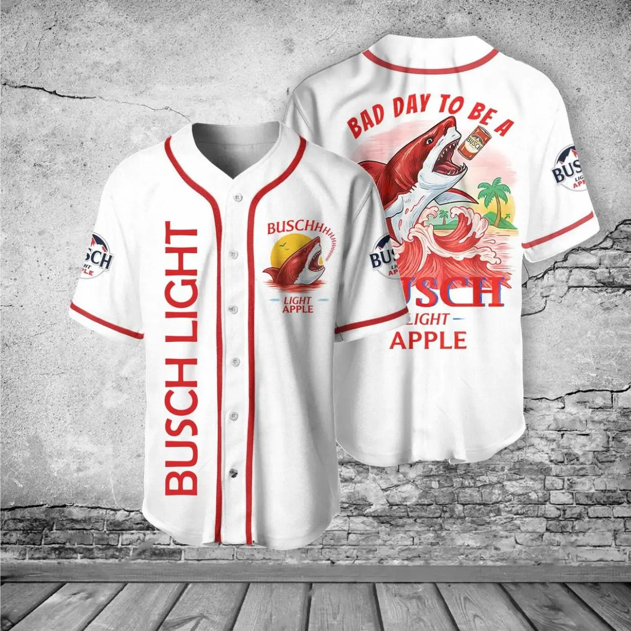 Bad Day To Be A Busch Light Apple Baseball Jersey, Busch Light Apple Baseball Jersey, Shark Busch Light Baseball Jersey, Gift for