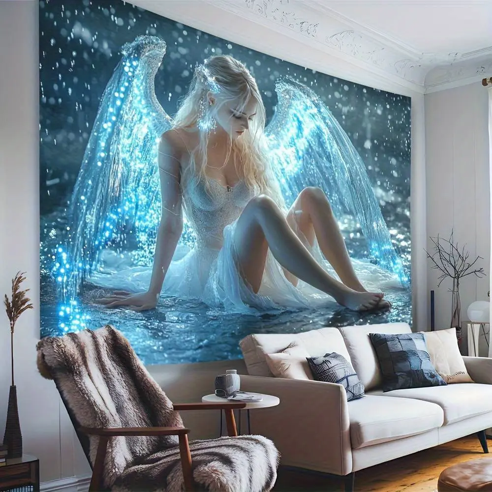 1pc Glam Angel in Water Backdrop Cloth, Polyester, No Feathers, Electricity-Free, Perfect for Living Room, Bedroom, Office, Party Decor, Creative Gift Idea