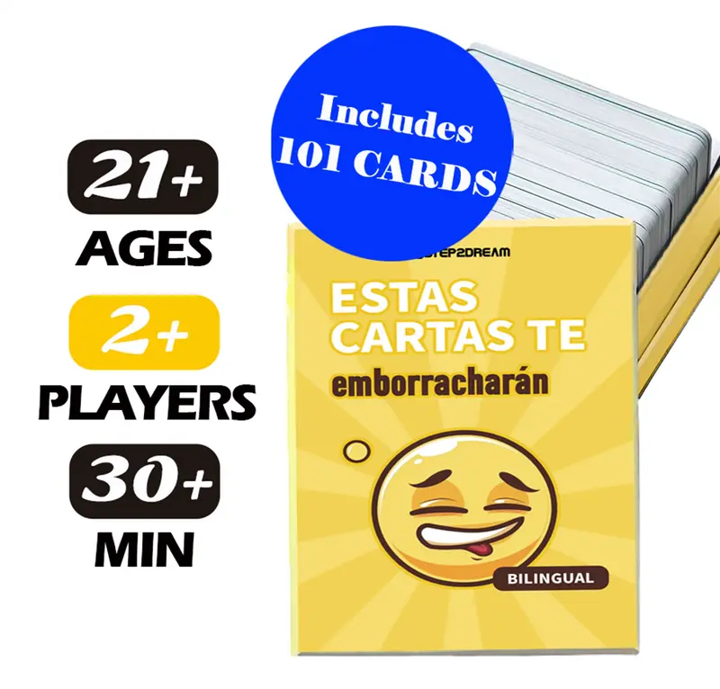 Bilingual Spanish-English Drinking Card Game | Fun Alcohol Party Games for Adults | Exciting Board Game for Nights & Parties