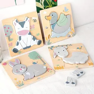 Wooden Animal Puzzle Toy, Wood Puzzles, 1 Count Lovely Animal Shape Educational Puzzle Toy for Boys and Girls, Birthday Gift