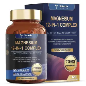 12-in-1 Magnesium 700mg | Full-Spectrum Mineral Blend for Active Lifestyles & Daily Balance | Easy-to-Swallow Vegan Caps
