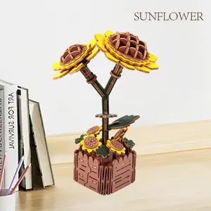 Eternal Flower Sunflower Building Block Plant Puzzle Decoration, Handmade DIY Creative Model Assembly Toy, Trendy Gift for Couples