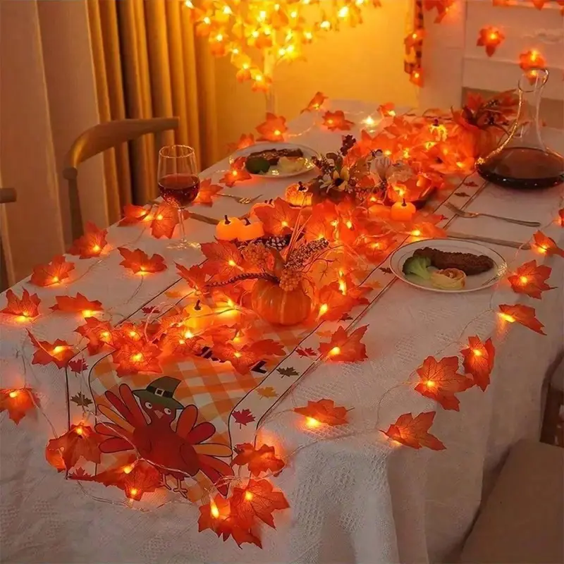 Maple Leaf Shaped String Light, 1 Count Battery Required Hanging Decorative Light, Decorative Light for Home Party Wedding Festival(without Battery)