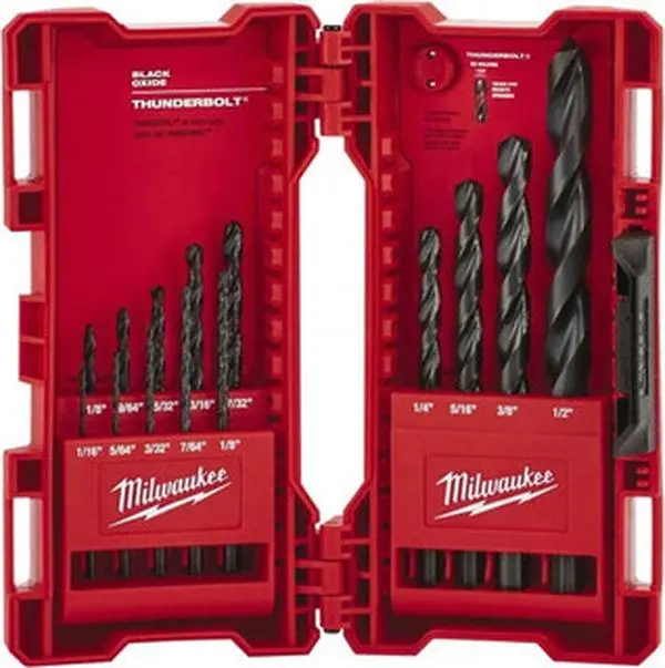 Milwaukee Tool 48-89-2800 Maintenance Length Power Drill Bit Set - 135° Point, Oxide Finish, High Speed Steel, Metal Bits, Power Drill Bits