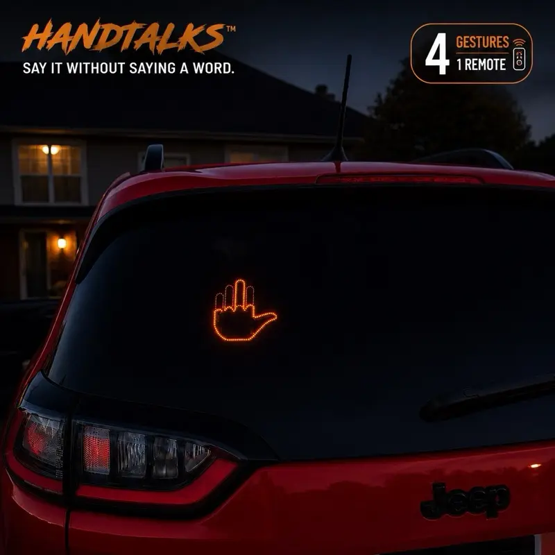 HandTalks LED Car Gesture Light with Remote | 4 Hand Signs | 3M Peel & Stick