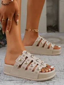 Women's Fashion Rhinestone Platform Sandals, Fashionable Slide Sandals, Casual Breathable Comfort Summer Shoes, Perfect for Daily Wear, Versatile Walking Shoes, Footwear Sandal