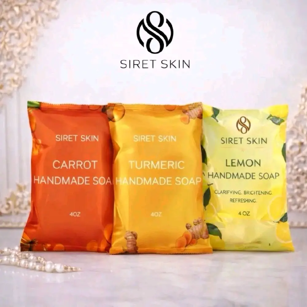 SIRET SKIN Handmade Soap Mixed Set - 3 Bars (Carrot, Turmeric, Lemon)
