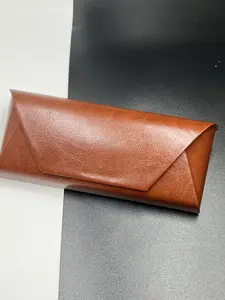 Vintage Foldable PU Leather Glasses Case, Portable Slim Sunglasses Pouch with Magnetic Closure, Lightweight Eyeglasses Storage Box for Men Women