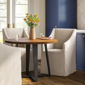 Replacement Slipcover Only for Sloped Arm Dining Chair in Pinstripe Linen - Threshold