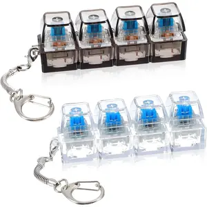 Glowing Keyboard Fidget Toy, 4-in-1 Decompression Button Keychain, Stress-Relief Finger Clicker,Finger Clicker Toys, Button Stress Relief Fidget Gifts to Relief Stress