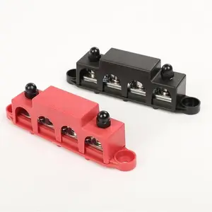 5/16" 12V 250A 4 Post Busbar Bus Bar Power Distribution Block With Cover 2Pc