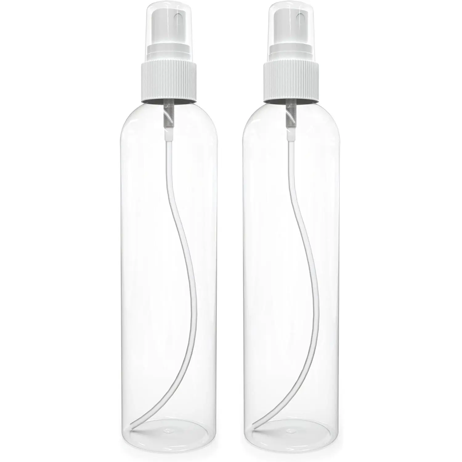 Fine Mist Spray Bottles 8 OZ, Empty Refillable Containers - Essential Oils, Disinfectant Spray, Water 2 PACK (Clear, White Mist)
