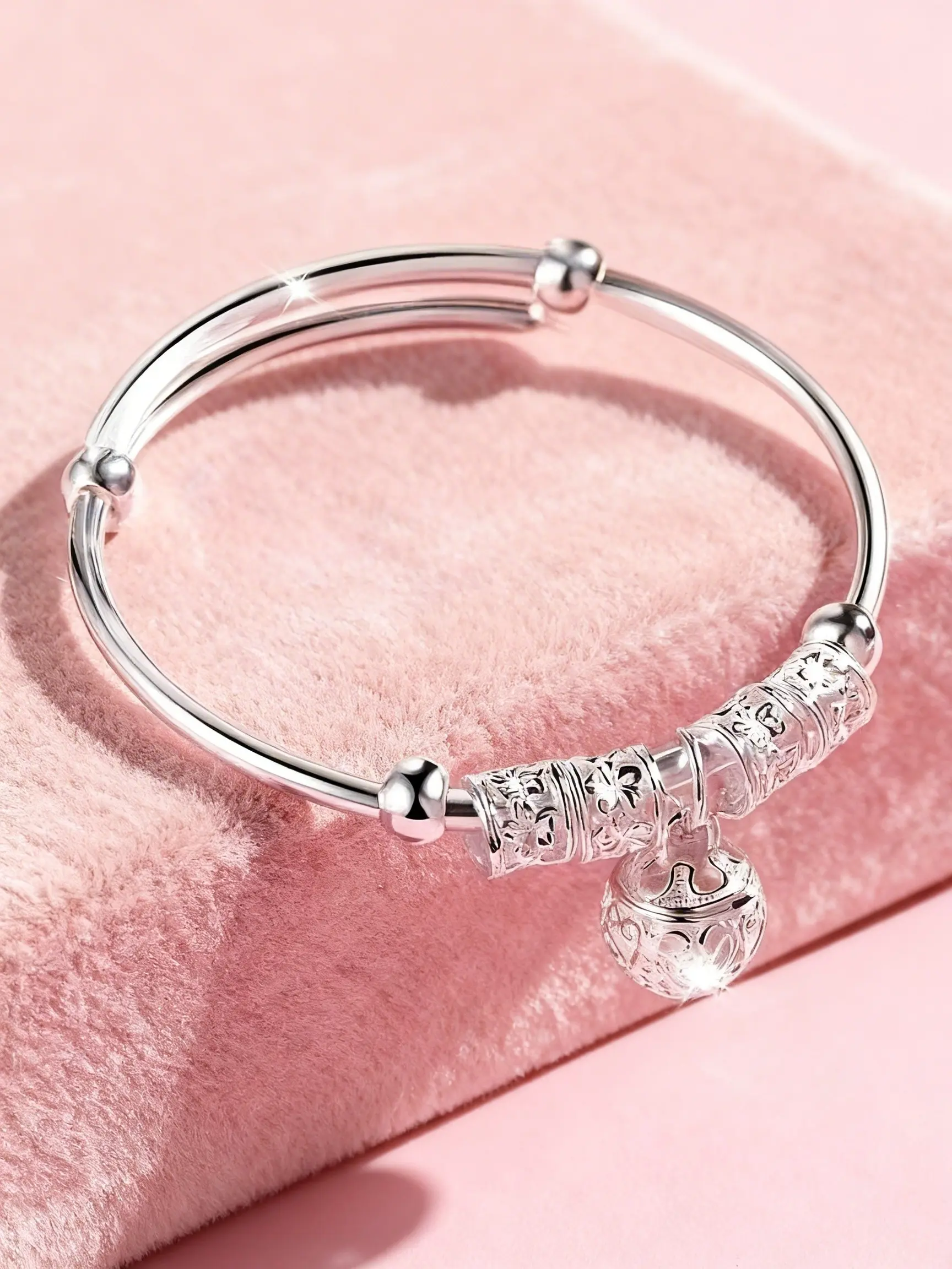 Elegant 925 Silver Lace Pendant Bracelet for Women, Fashion Jewelry, Pretty Bracelet, High Quality Bracelet, 6cm Size, Perfect for Daily Wear and Gift Giving